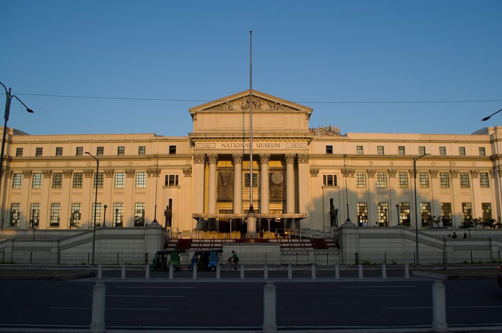National Museum of Fine Arts façade in Manila photographed during golden hour