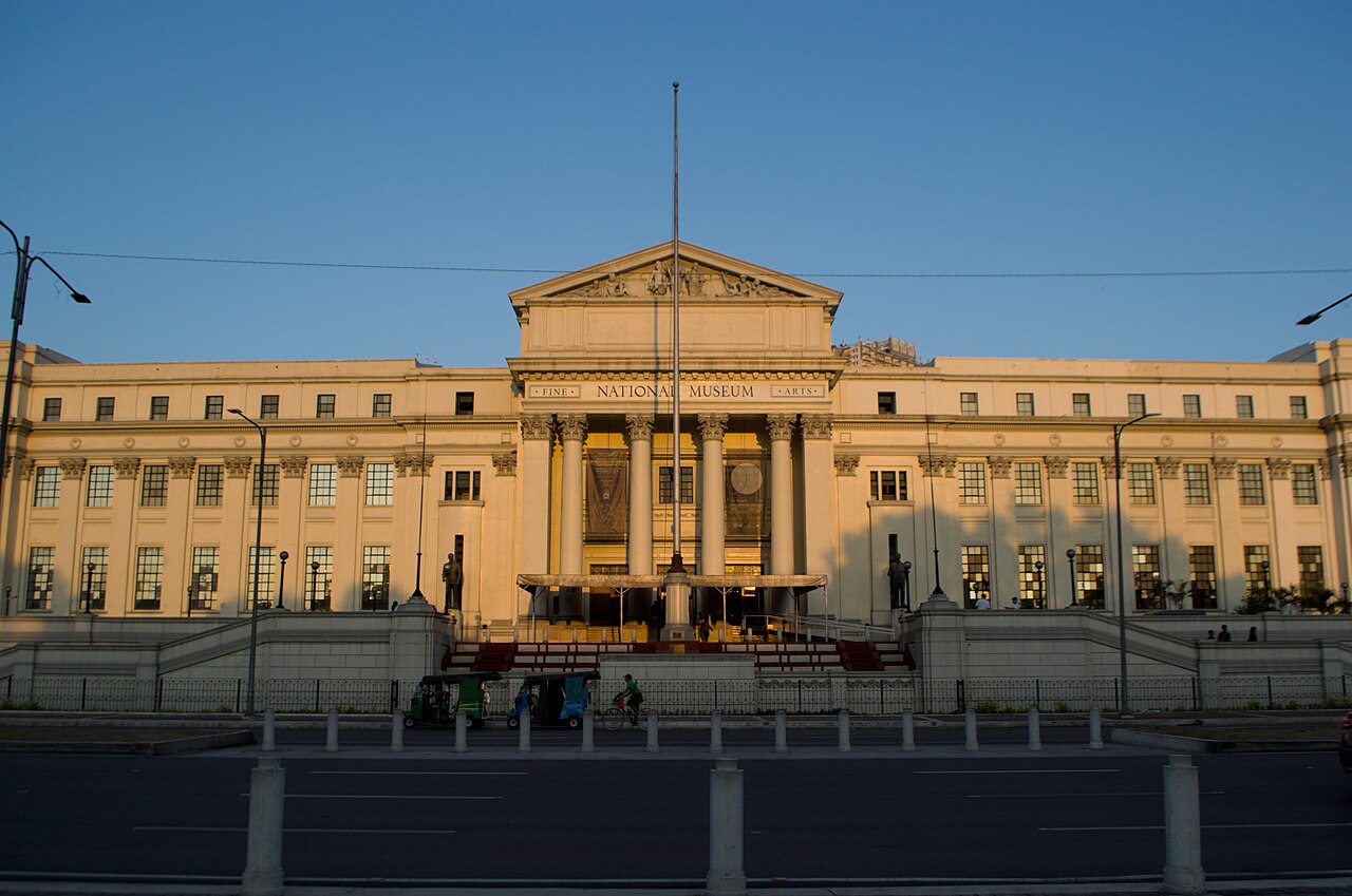 National Museum of Fine Arts façade in Manila photographed during golden hour