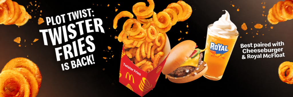 McDonald’s Twister Fries with cheeseburger and Royal McFloat promotional image Philippines